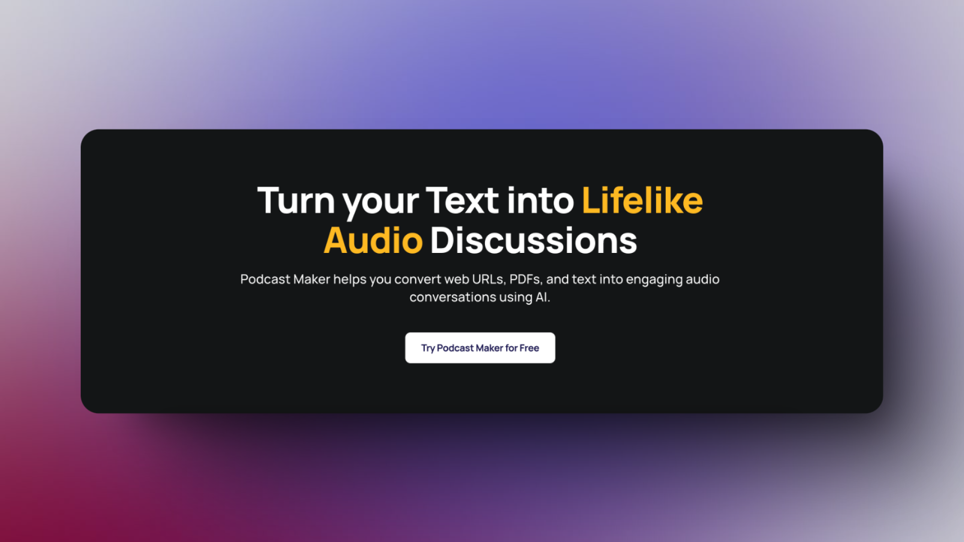 Turn your Text into Lifelike Audio Discussions - AItrendytools